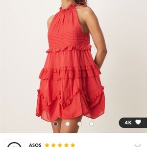 ASOS Red Ruffled Tiered Dress
